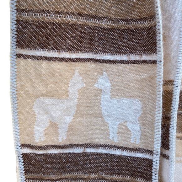 ALPACA CONNECTION Scarf Peru Alpaca Blend Fringe Neutral Western Tan Boho - Picture 10 of 13